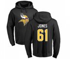 Minnesota Vikings #61 Brett Jones Black Name & Number Logo Pullover Hoodie