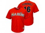 Miami Marlins #16 Jose Fernandez Majestic Orange Cool Base Player Jersey