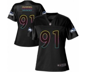 Women Seattle Seahawks #91 Jarran Reed Game Black Fashion Football Jersey