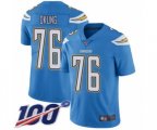Los Angeles Chargers #76 Russell Okung Electric Blue Alternate Vapor Untouchable Limited Player 100th Season Football Jersey