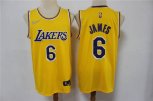 Los Angeles Lakers #6 LeBron James Yellow 75th Anniversary Diamond 2021 Stitched Jersey