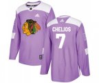 Chicago Blackhawks #7 Chris Chelios Authentic Purple Fights Cancer Practice NHL Jersey