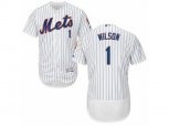 New York Mets #1 Mookie Wilson White Flexbase Authentic Collection MLB Jersey