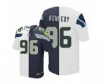 Seattle Seahawks #96 Cortez Kennedy Elite Navy White Split Fashion Football Jersey