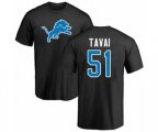 Detroit Lions #51 Jahlani Tavai Black Name & Number Logo T-Shirt