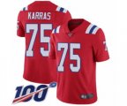 New England Patriots #75 Ted Karras Red Alternate Vapor Untouchable Limited Player 100th Season Football Jersey