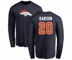 Denver Broncos #20 Duke Dawson Navy Blue Name & Number Logo Long Sleeve T-Shirt