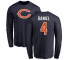 Chicago Bears #4 Chase Daniel Navy Blue Name & Number Logo Long Sleeve T-Shirt