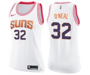 Women\'s Phoenix Suns #32 Shaquille O\'Neal Swingman White Pink Fashion Basketball Jersey