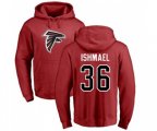 Atlanta Falcons #36 Kemal Ishmael Red Name & Number Logo Pullover Hoodie