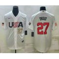 USA Baseball #27 Mike Trout Number 2023 White World Baseball Classic Replica Stitched Jerseys