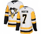 Adidas Pittsburgh Penguins #7 Paul Martin Authentic White Away NHL Jersey