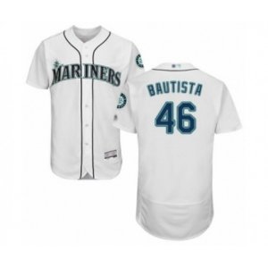Seattle Mariners #46 Gerson Bautista White Home Flex Base Authentic Collection Baseball Player Jersey