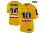 2016 US Flag Fashion-2016 Youth Jordan Brand Michigan Wolverines Tom Brady #10 College Football Limited Jersey - Yellow