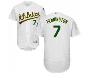 Oakland Athletics #7 Cliff Pennington White Home Flex Base Authentic Collection Baseball Jersey