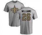 New Orleans Saints #26 P. J. Williams Ash Name & Number Logo T-Shirt