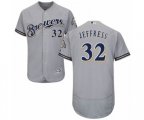 Milwaukee Brewers #32 Jeremy Jeffress Grey Road Flex Base Authentic Collection MLB Jersey
