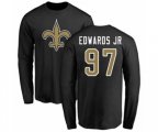 New Orleans Saints #97 Mario Edwards Jr Black Name & Number Logo Long Sleeve T-Shirt