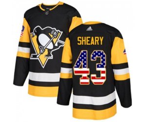 Adidas Pittsburgh Penguins #43 Conor Sheary Authentic Black USA Flag Fashion NHL Jersey