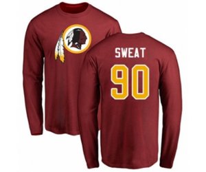 Washington Redskins #90 Montez Sweat Maroon Name & Number Logo Long Sleeve T-Shirt