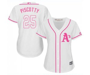 Women\'s Oakland Athletics #25 Stephen Piscotty Replica White Fashion Cool Base Baseball Jersey
