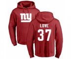New York Giants #37 Julian Love Red Name & Number Logo Pullover Hoodie