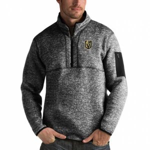 Vegas Golden Knights Antigua Fortune Quarter-Zip Pullover Jacket Charcoal