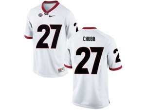 Men\'s Georgia Bulldogs Nick Chubb #27 College Football Limited Jerseys - White