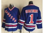 New York Rangers #1 Eddie Giacomin Blue CCM Heroes of Hockey Alumni Stitched NHL Jersey