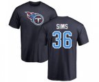 Tennessee Titans #36 LeShaun Sims Navy Blue Name & Number Logo T-Shirt