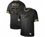 Cleveland Indians #55 Roberto Perez Authentic Black Gold Fashion Baseball Jersey