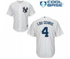 New York Yankees #4 Lou Gehrig Replica White Home Baseball Jersey