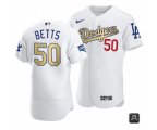 Los Angeles Dodgers #50 Mookie Betts White 2020 World Series Stitched Baseball Jersey