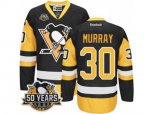 Reebok Pittsburgh Penguins #30 Matt Murray Authentic Black Gold Third 50th Anniversary Patch NHL Jersey