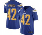 Los Angeles Chargers #42 Uchenna Nwosu Limited Electric Blue Rush Vapor Untouchable NFL Jersey