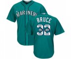 Seattle Mariners #32 Jay Bruce Authentic Teal Green Team Logo Fashion Cool Base Baseball Jersey