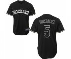 Colorado Rockies #5 Carlos Gonzalez Replica Black Fashion Baseball Jersey