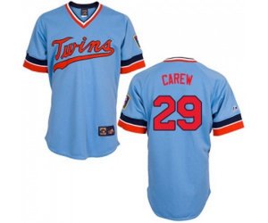 Minnesota Twins #29 Rod Carew Authentic Light Blue Cooperstown Throwback Baseball Jersey