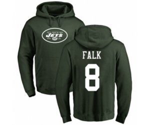 New York Jets #8 Luke Falk Green Name & Number Logo Pullover Hoodie