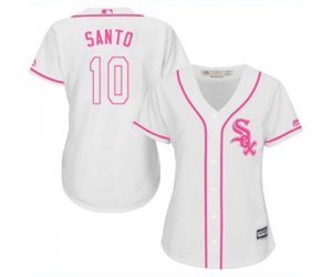 Women\'s Chicago White Sox #10 Ron Santo Replica White Fashion Cool Base Baseball Jersey