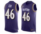 Baltimore Ravens #46 Morgan Cox Limited Purple Player Name & Number Tank Top Football Jersey