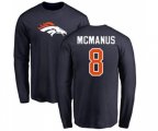Denver Broncos #8 Brandon McManus Navy Blue Name & Number Logo Long Sleeve T-Shirt