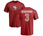 San Francisco 49ers #3 C. J. Beathard Red Name & Number Logo T-Shirt