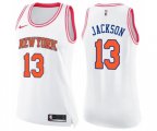 Women's New York Knicks #13 Mark Jackson Swingman White Pink Fashion Basketball Jersey