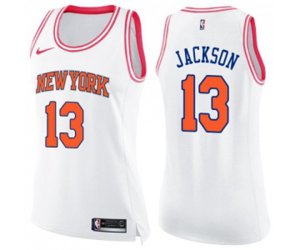 Women\'s New York Knicks #13 Mark Jackson Swingman White Pink Fashion Basketball Jersey