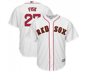 Boston Red Sox #27 Carlton Fisk Replica White 2019 Gold Program Cool Base Baseball Jersey