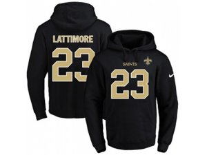 New Orleans Saints #23 Marshon Lattimore Black Name & Number Pullover NFL Hoodie
