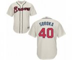 Atlanta Braves #40 Mike Soroka Replica Cream Alternate 2 Cool Base Baseball Jersey