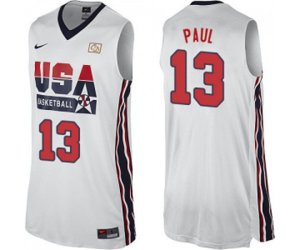 Nike Team USA #13 Chris Paul Authentic White 2012 Olympic Retro Basketball Jersey