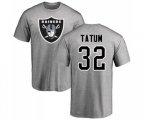 Oakland Raiders #32 Jack Tatum Ash Name & Number Logo T-Shirt